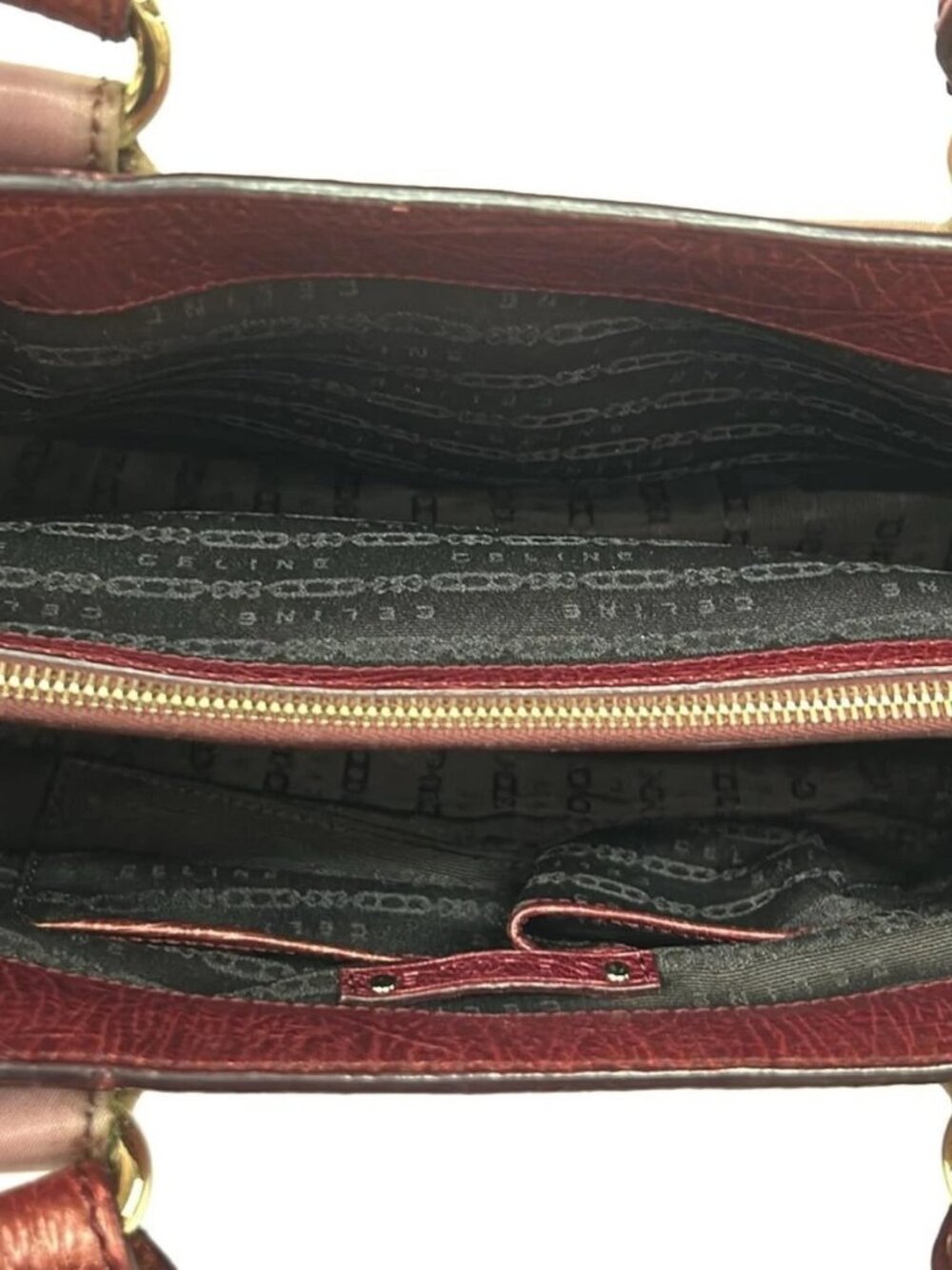 CELINE - Red Nylon Leather Handbag - Picture 9 of 10